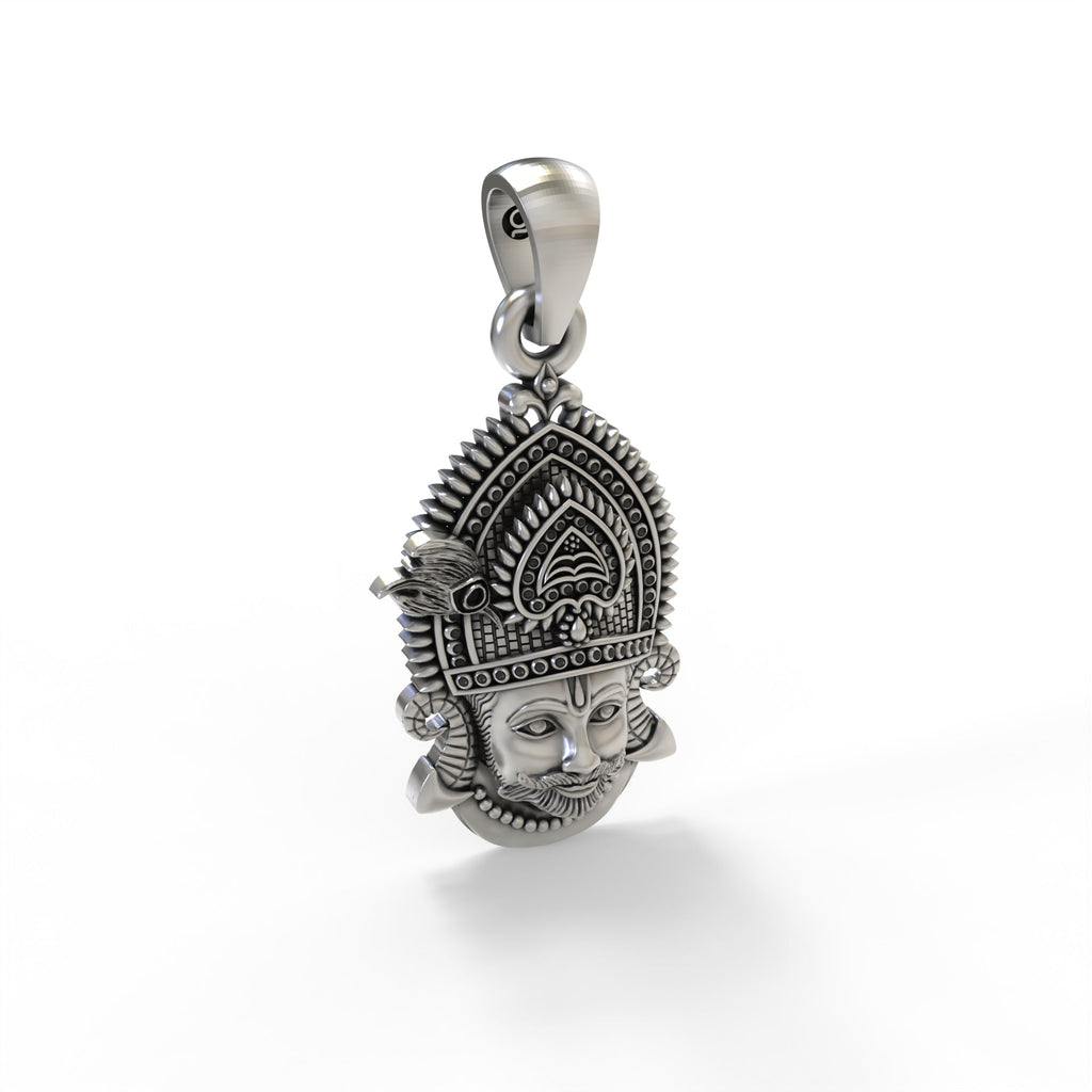 Backside view of the lightweight Khatu Shyam 925 silver pendant, revealing the hollow design for comfortable daily wear.