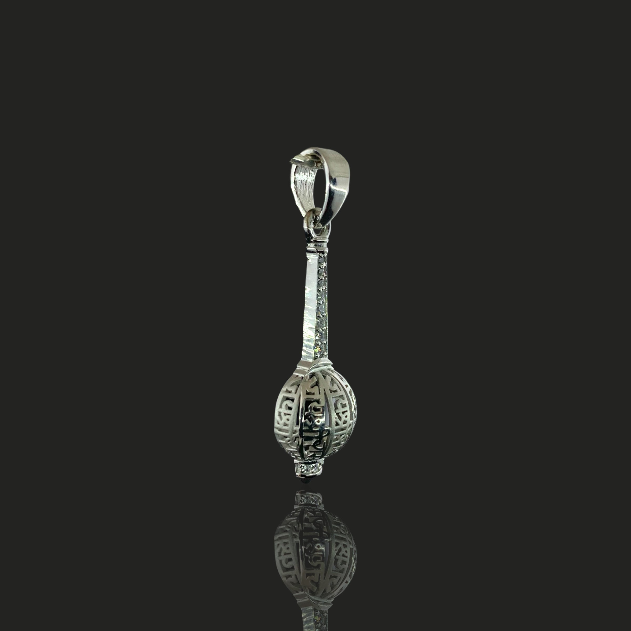 Side profile of the lightweight silver Hanuman Gada charm perfect for daily and gym wear.