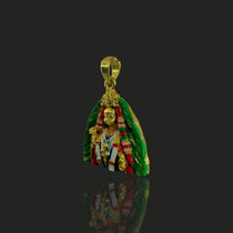 Angled view highlighting the durable 925 sterling silver craftsmanship of the Radha Rani charm.