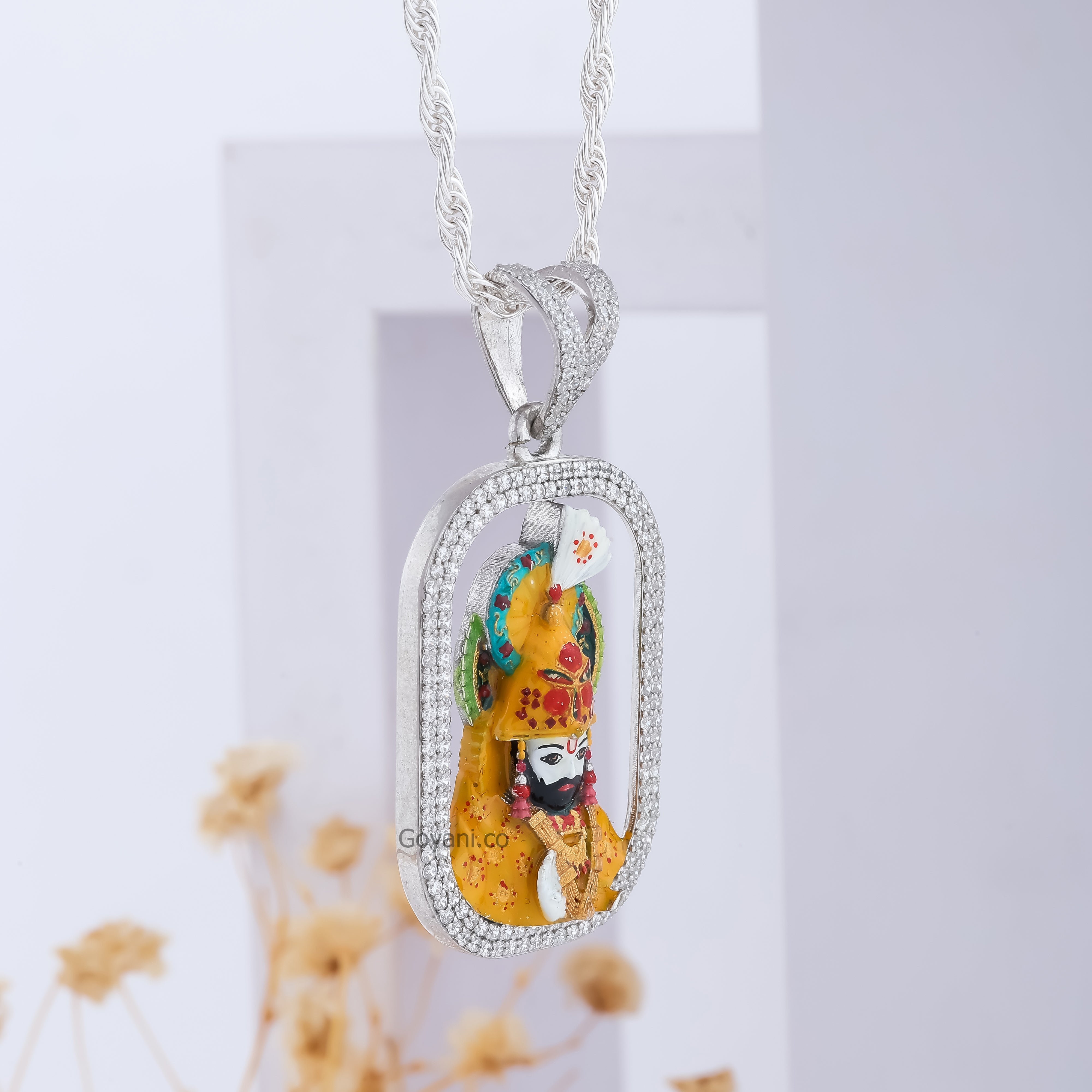 Silver Ramdevpir Diamond Pendant Secondary image