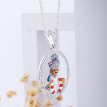 A close-up of the Harikrishna Maharaj Diamond Pendant, highlighting the premium brilliant-cut diamonds on 925 silver.