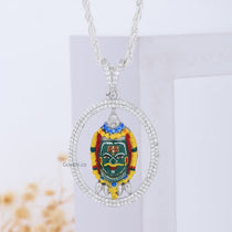 Front view of the 925 Silver Shree Ujjain Mahakaleshwar Diamond Pendant showing its intricate design.