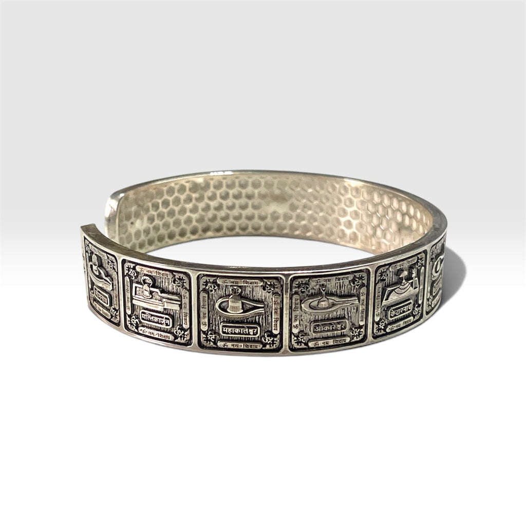 Premium 12 Jyotirlinga silver bracelet worn on wrist