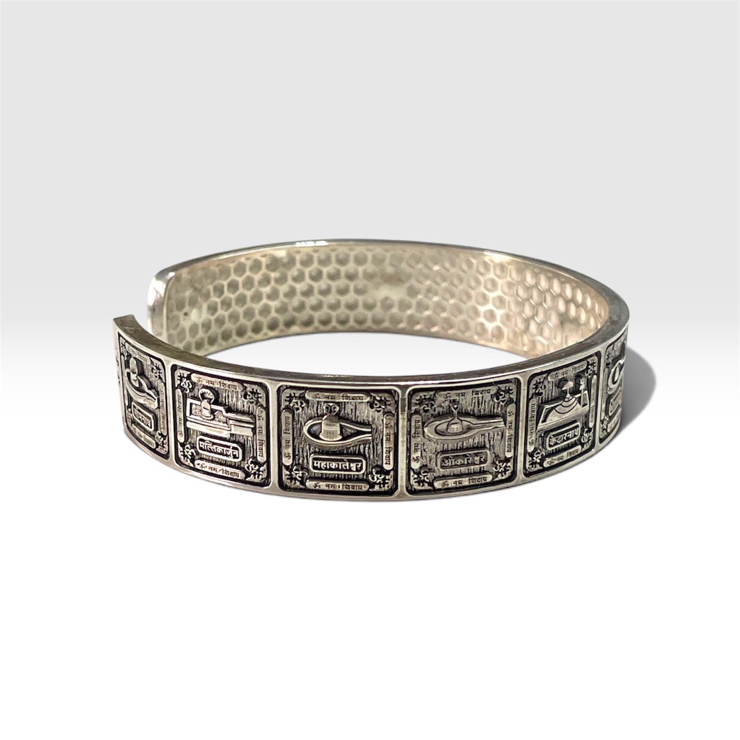 Premium 12 Jyotirlinga silver bracelet worn on wrist