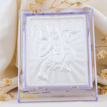 Front view of the 10.5 cm 999 pure silver Hanumanji stand, showcasing its intricate design and high-polished finish.