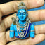 Front view of the 925 Silver Shiva Pendant showcasing the detailed Meena enamel work and central sparkling stone.