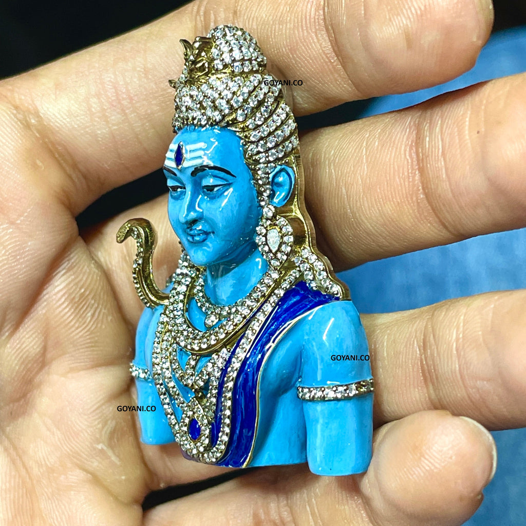 A close-up of the Mahadev spiritual necklace in 925 silver, highlighting the intricate stone work and craftsmanship.