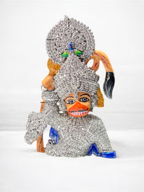 Front view of the 925 silver Salangpur Kashtbhanjan Hanumanji pendant, showing detailed enamel work on his mace.