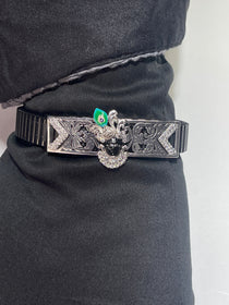 Side profile of the divine Shrinathji 925 silver bracelet, detailing the craftsmanship of the sterling silver frame.
