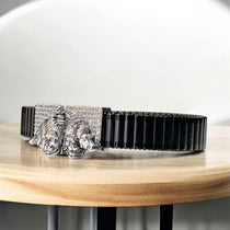 Close-up detail of the handcrafted 925 silver Panchmukhi Hanuman centerpiece and stones.