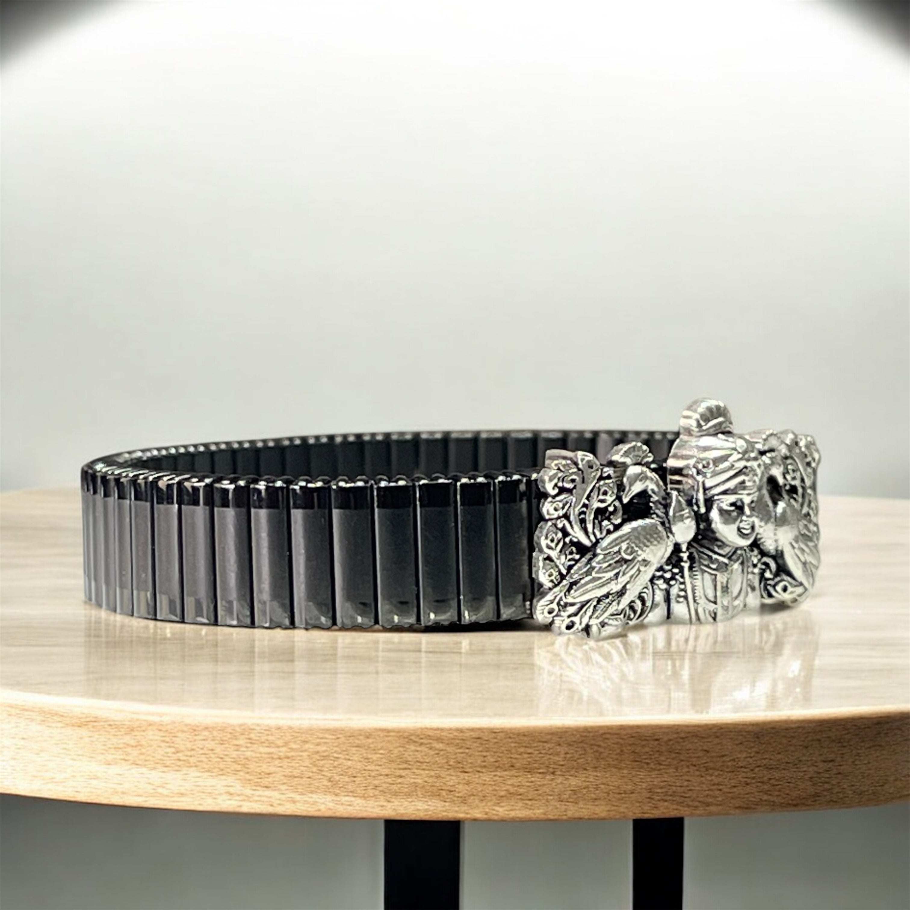 925 Silver Murugan Swami Bracelet | Peacock Motif Kada Secondary image
