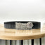 Front view of the 925 Silver Hanuman Gada Bracelet showing the engraved mantra and black steel strap.
