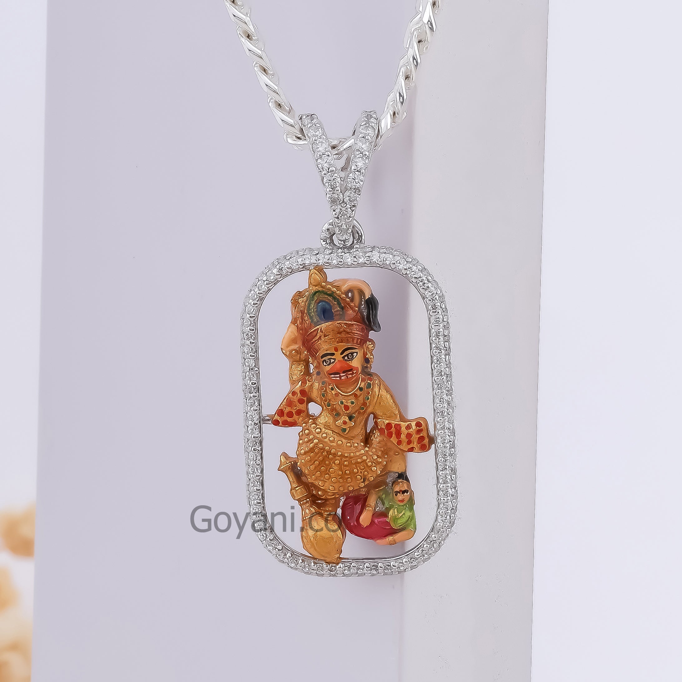 Kashtabhanjan Salangpur Hanumanji Enamel 925 Silver Pendant Secondary image