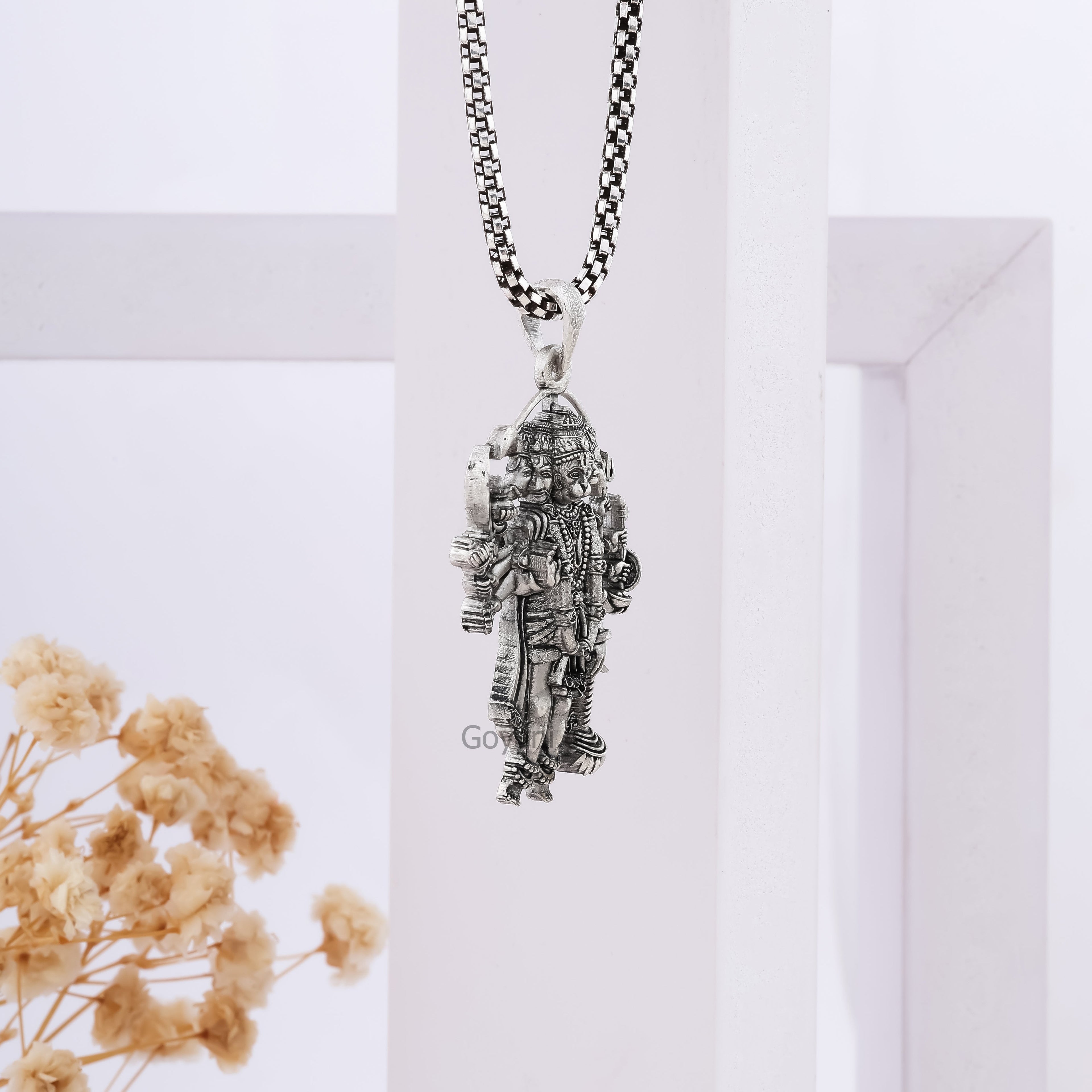 real 925 silver hanumanji side view