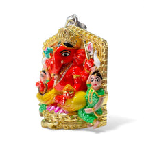 Angled view showcasing the 2 inch height and enamel details of the Shree Siddhivinayak Ganapati pendant.