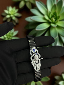 The elegant 925 Silver Krishna Bracelet worn on a wrist, displaying its size and spiritual charm for daily wear.