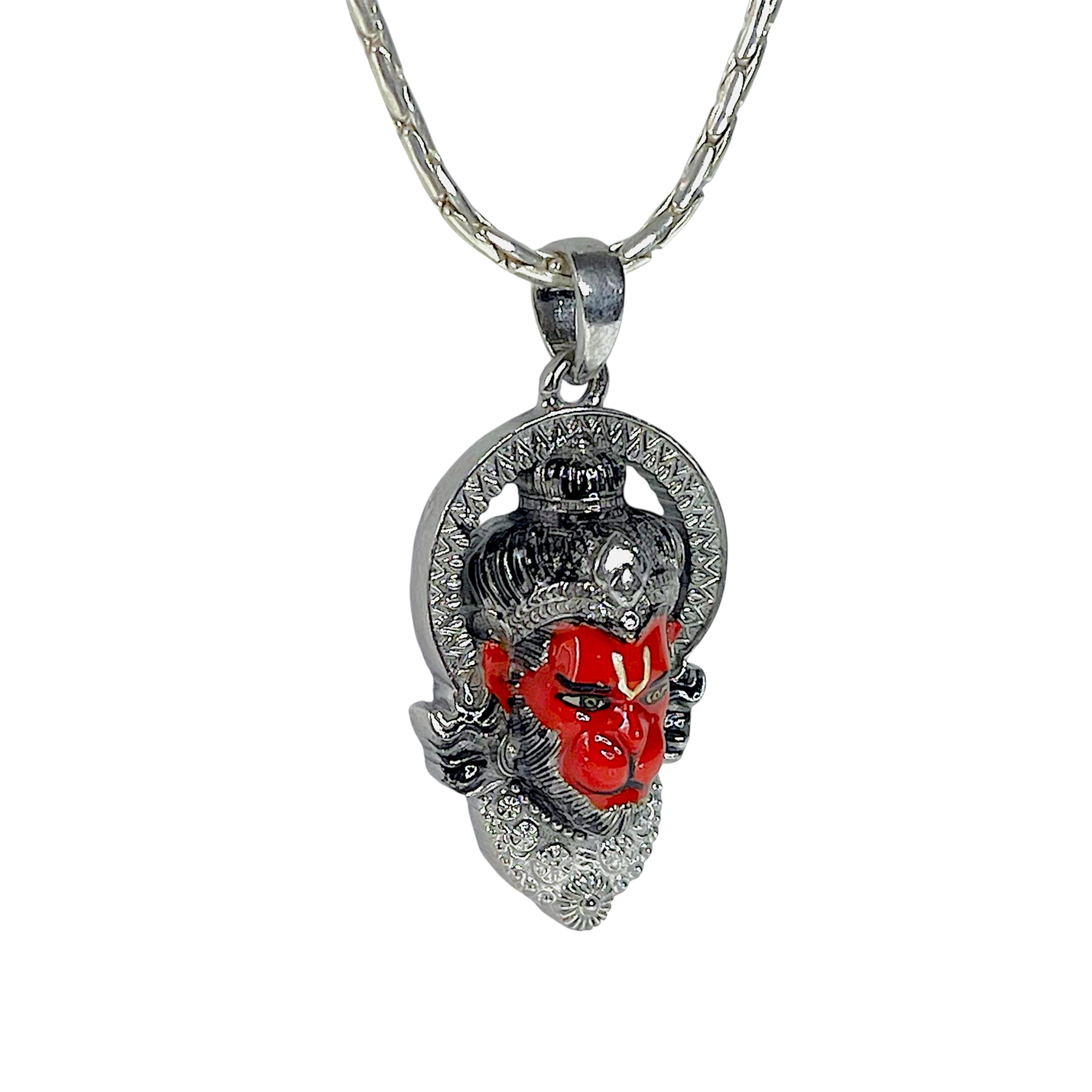 925 Sterling Silver Hanumanji Face Pendant with Meena Work | Bajrang Bali Protection Locket for Men & Women Secondary image