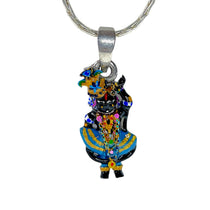 Front view of 925 sterling silver Shri Girdhar Lal Ji pendant with vibrant Meena enamel work by Alankar.