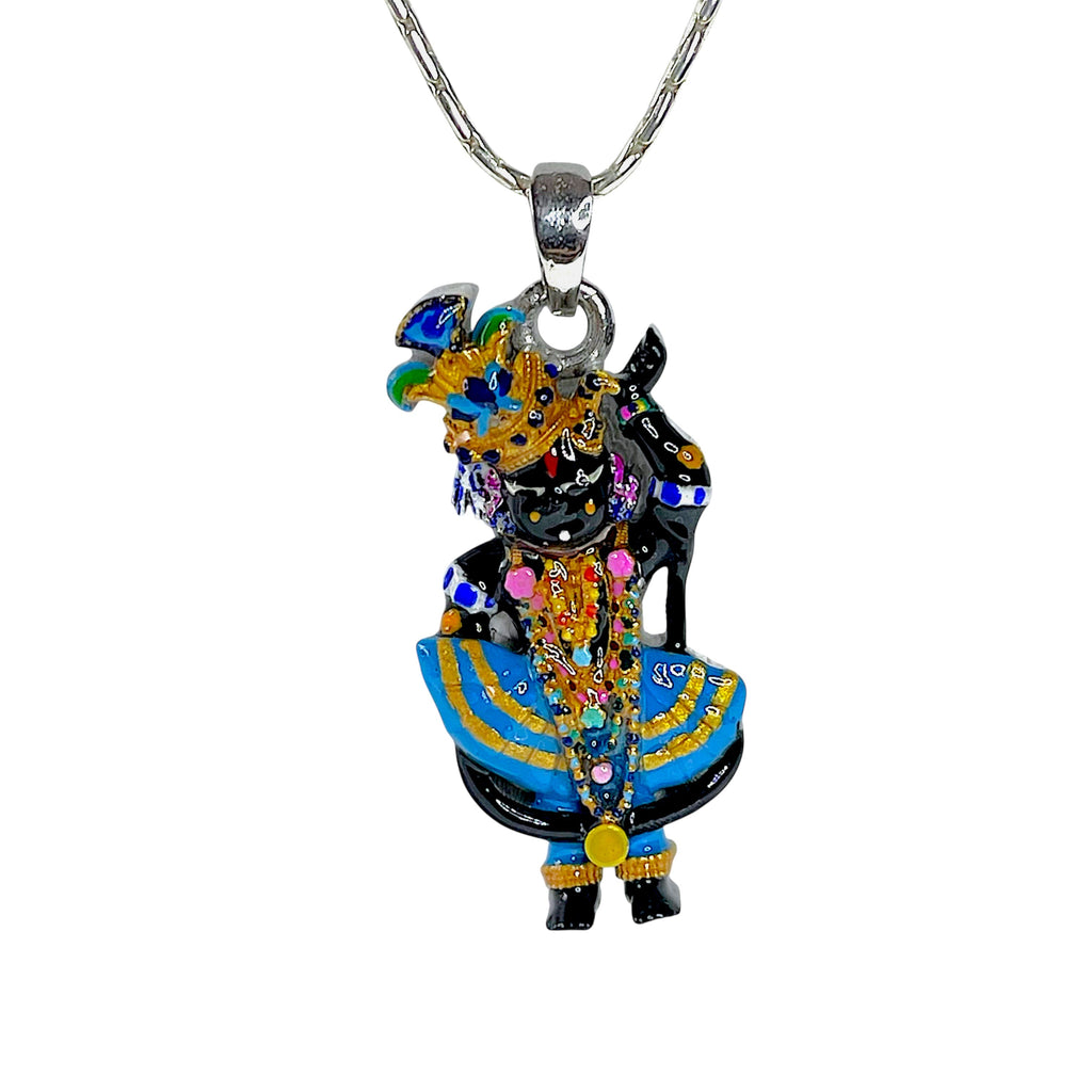 Back side and hallmark details of the authentic 925 sterling silver Shri Girdhar Lal Ji religious pendant.