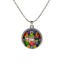 Front view of the 925 Sterling Silver Jagannath Balabhadra Subhadra Mina pendant.