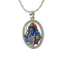 Angled view of the lightweight 925 silver Kali Mata pendant highlighting the fine craftsmanship for daily wear.