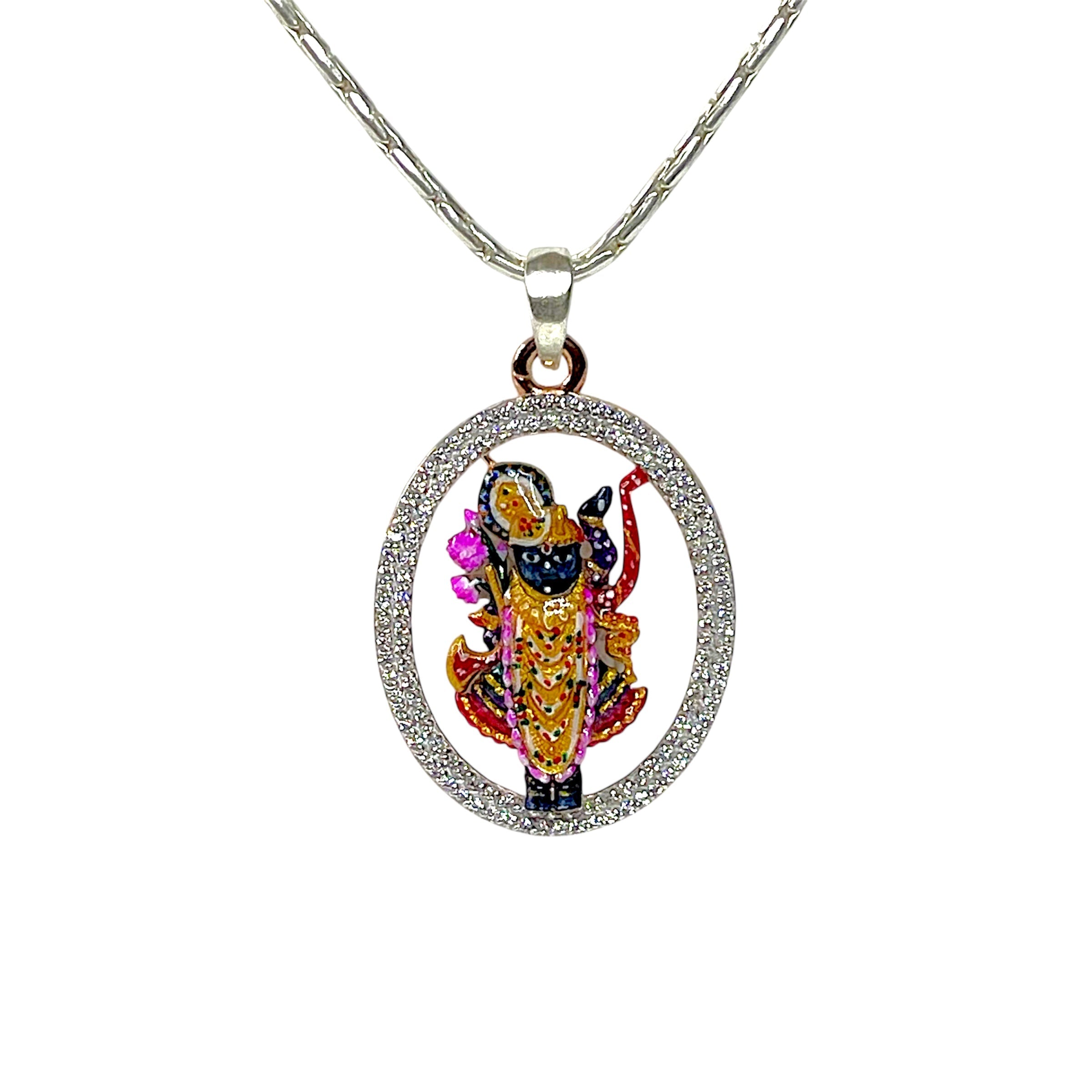925 silver Shrinathji pendant front view