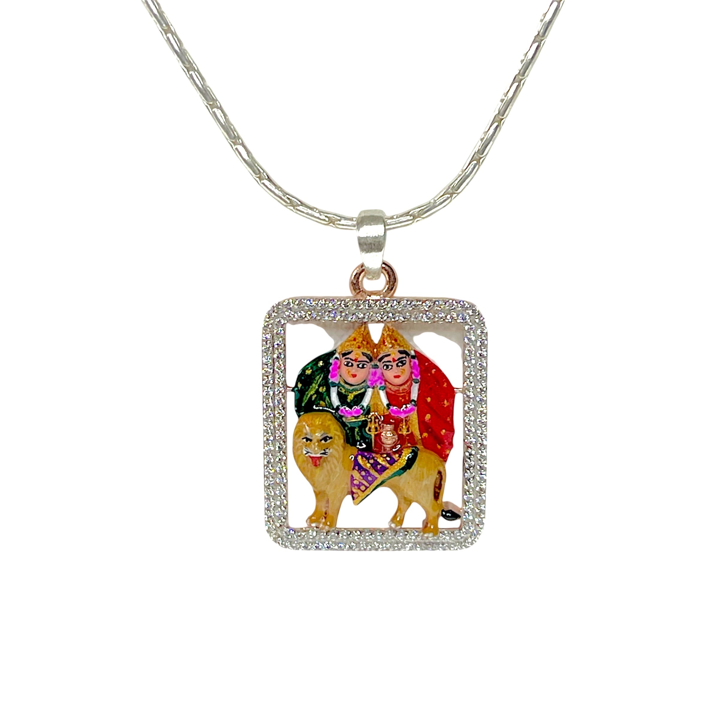 925 silver Chamunda Maa pendant front view Main image