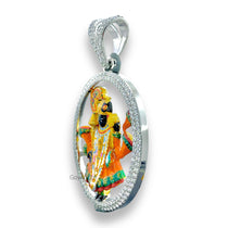 Angled shot of the Lord Dwarkadhish 925 Silver Pendant, showcasing its fine craftsmanship and spiritual elegance.