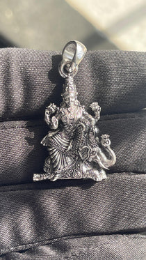 925 sterling silver Lakshmi pendant side view