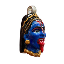 Angled shot of the divine 925 silver Kali Yantra pendant, displaying its intricate craftsmanship and solid build.