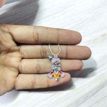 Angled profile view of the 925 silver Krishna idol pendant, showing its 3D design and high-polish tarnish-resistant finish.