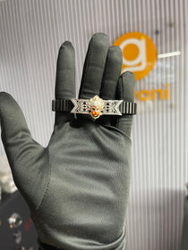 Angled view of the adjustable 925 sterling silver Hanumanji bracelet, showing its polished finish and devotional design.