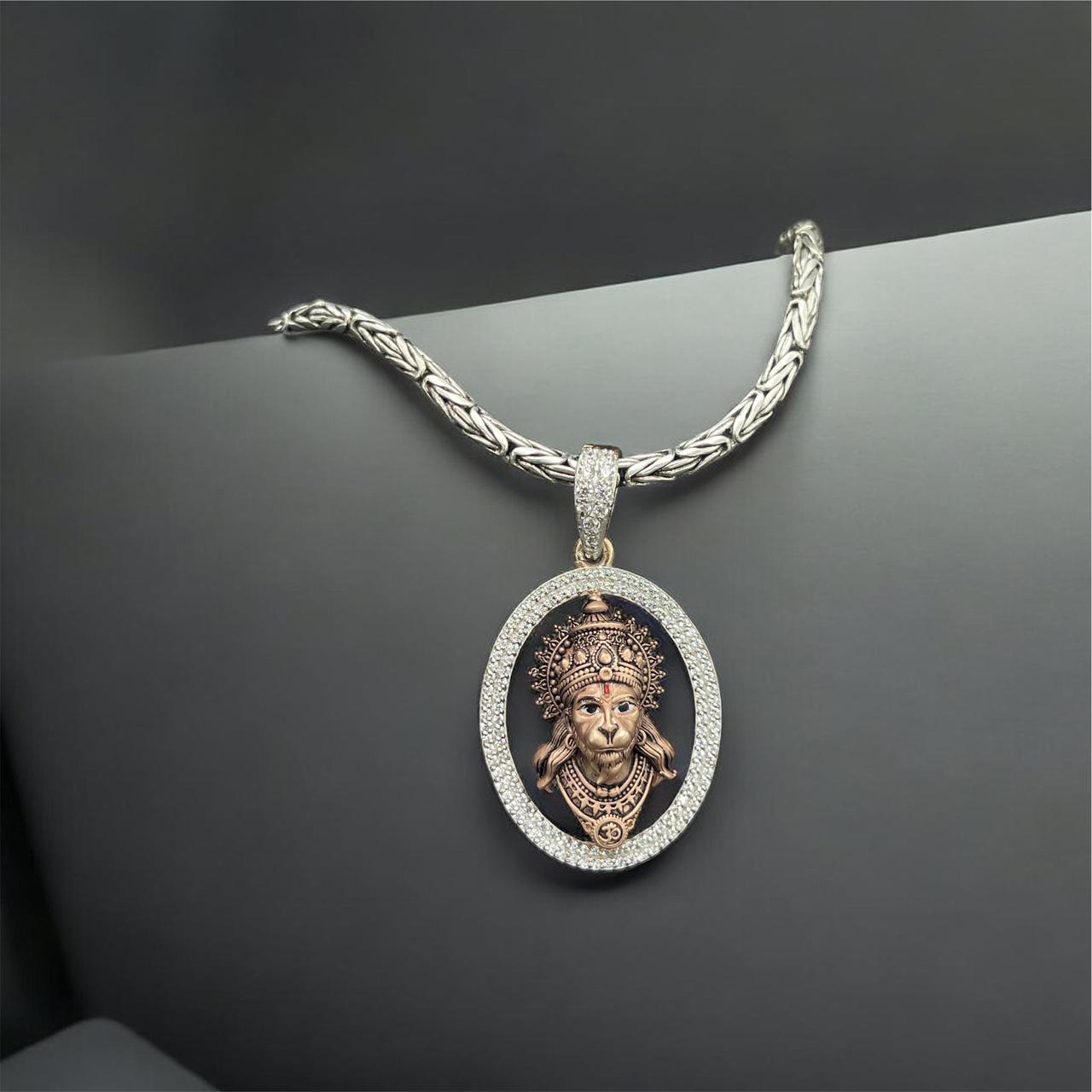 925 silver Hanumanji face pendant front view Main image