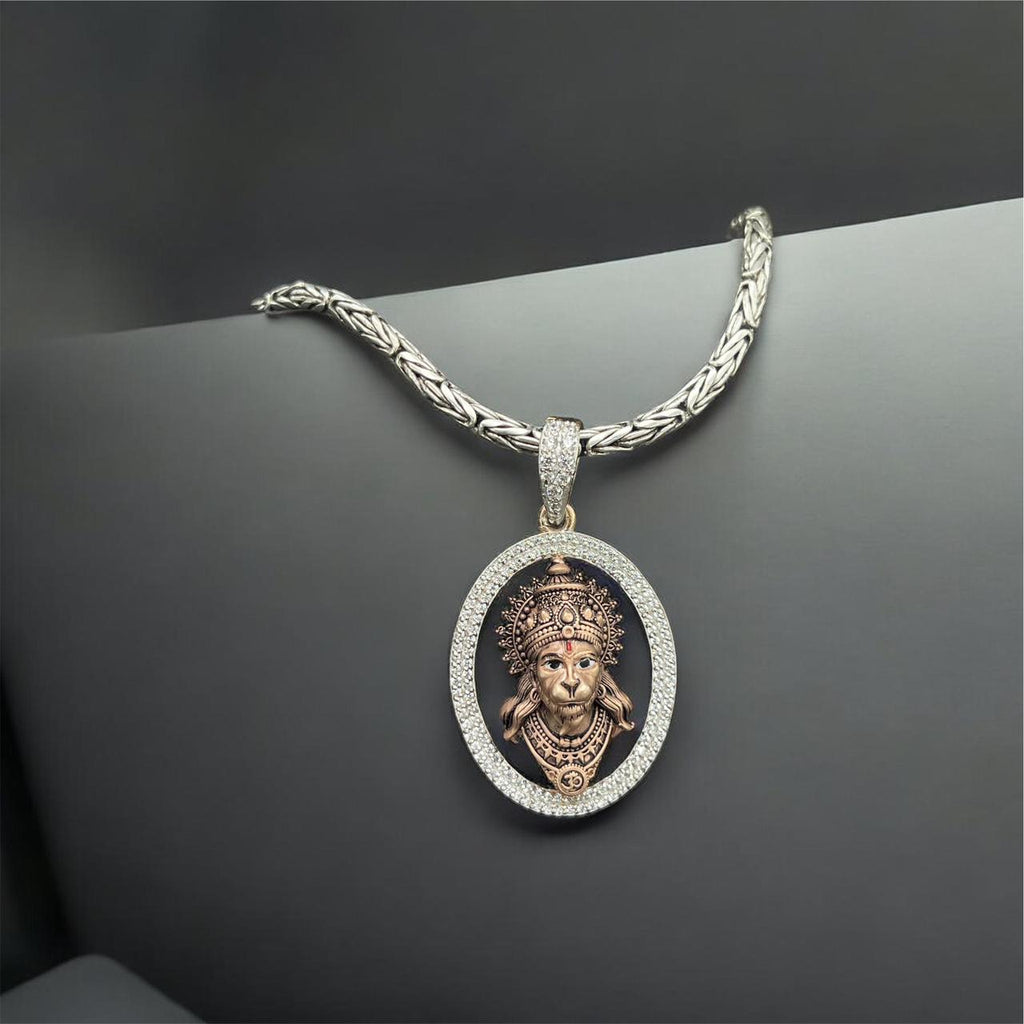 925 silver Hanumanji face pendant front view