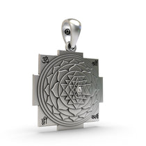 Side profile of the lightweight 925 Silver Shri Yantra Pendant with a hollow back design.