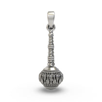 Front view of the 925 Silver Hanumanji Gada Pendant showing intricate pure sterling silver details.