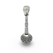 Angled shot of the 925 Silver Hanumanji Gada Pendant emphasizing its divine strength symbolism.