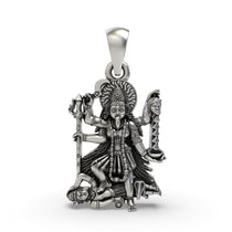 Front view of the 925 Sterling Silver Adya MahaKali Pendant showing oxidized antique details.