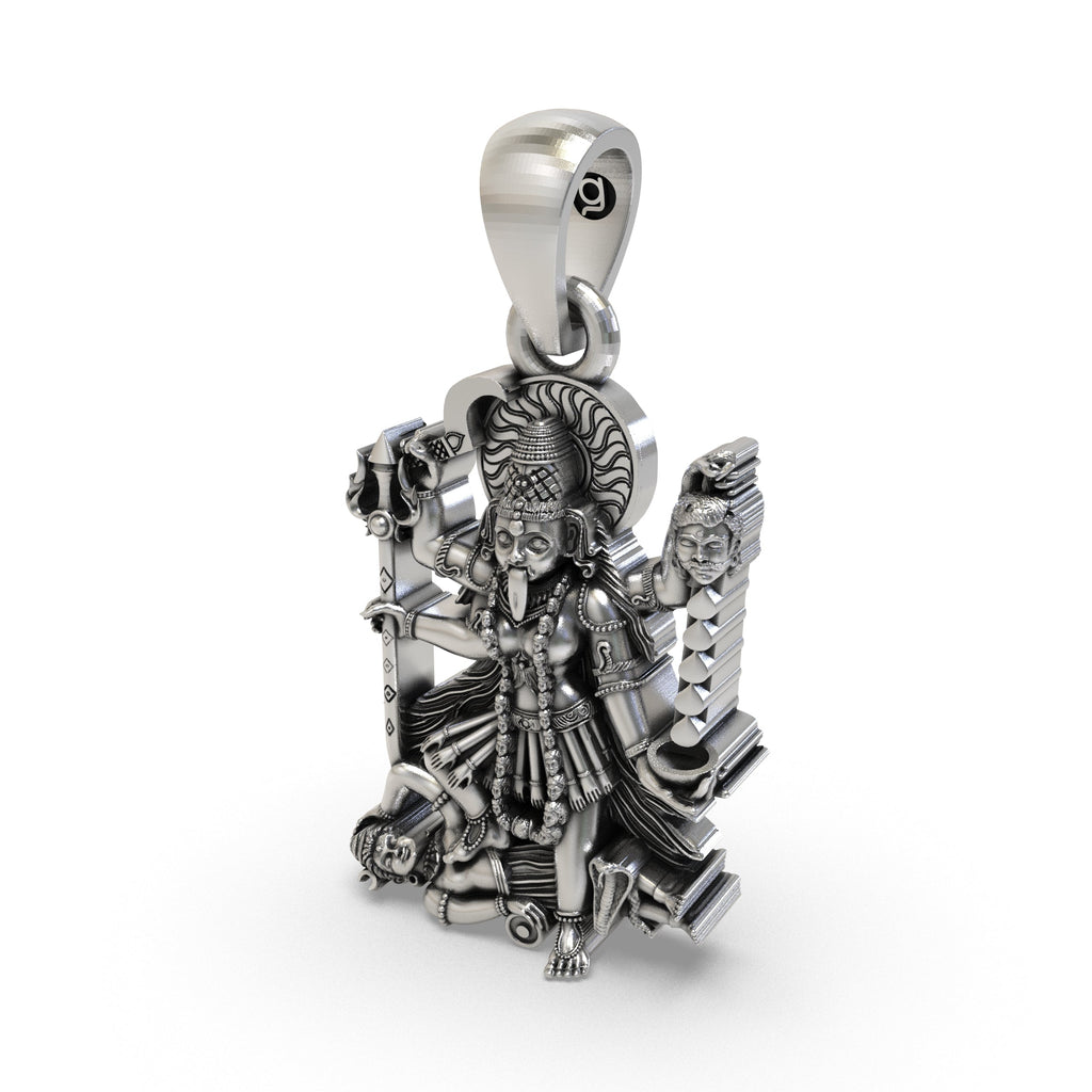 Backside hollow design of the 925 silver MahaKali pendant ensuring comfortable everyday wear.
