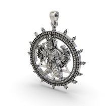 Back view of the lightweight hollow 925 silver Sudarshan Chakra protection pendant for comfortable daily wear.