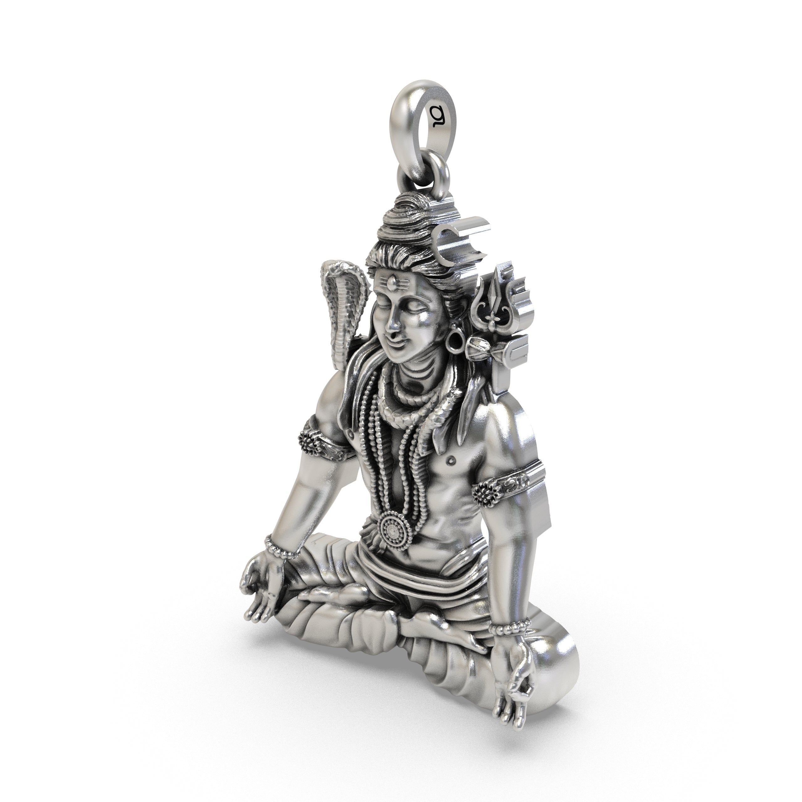 Spiritual 925 silver Shiva yogic pose pendant resting flat, perfect for daily wear and inner peace.
