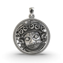 Front view of the 925 silver Kashtbhanjandev Salangpur Hanumanji pendant featuring oxidized detailing.
