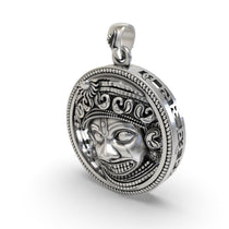 Worn look of the divine 925 silver Kashtbhanjandev Salangpur Hanuman amulet with intricate carving.