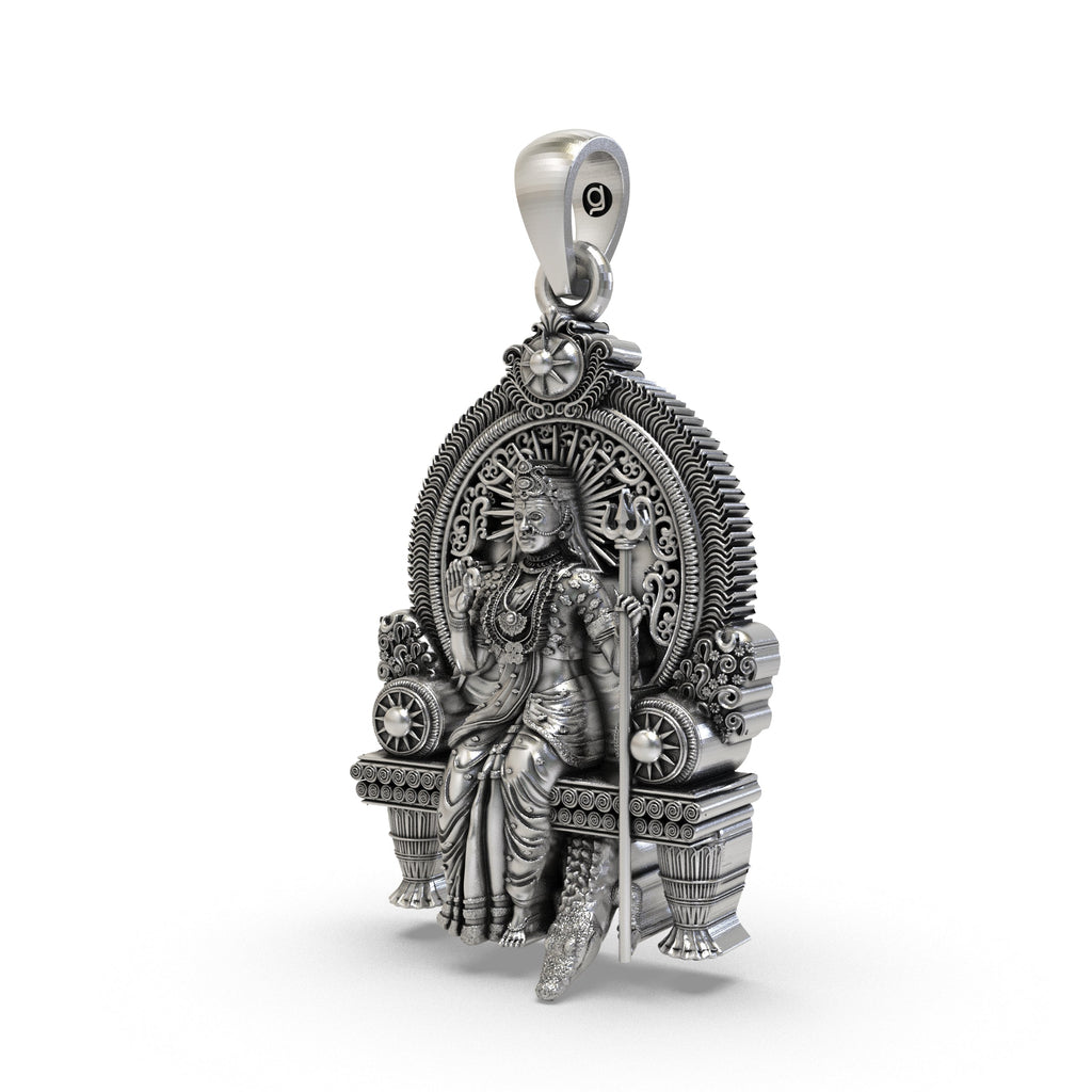 Close-up of the Khodiyar Maa pure 925 silver spiritual pendant, highlighting premium craftsmanship and design.