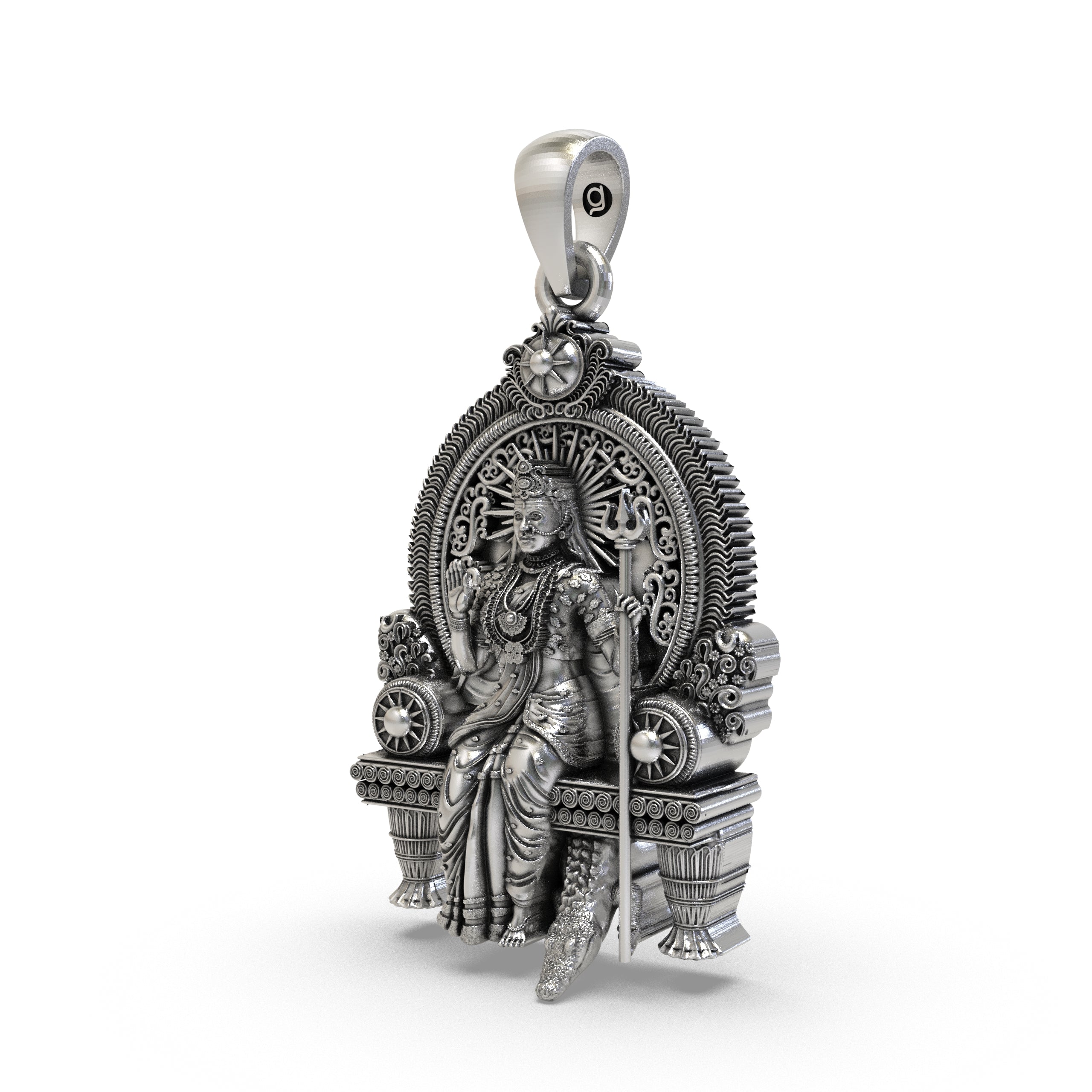 Close-up of the Khodiyar Maa pure 925 silver spiritual pendant, highlighting premium craftsmanship and design.