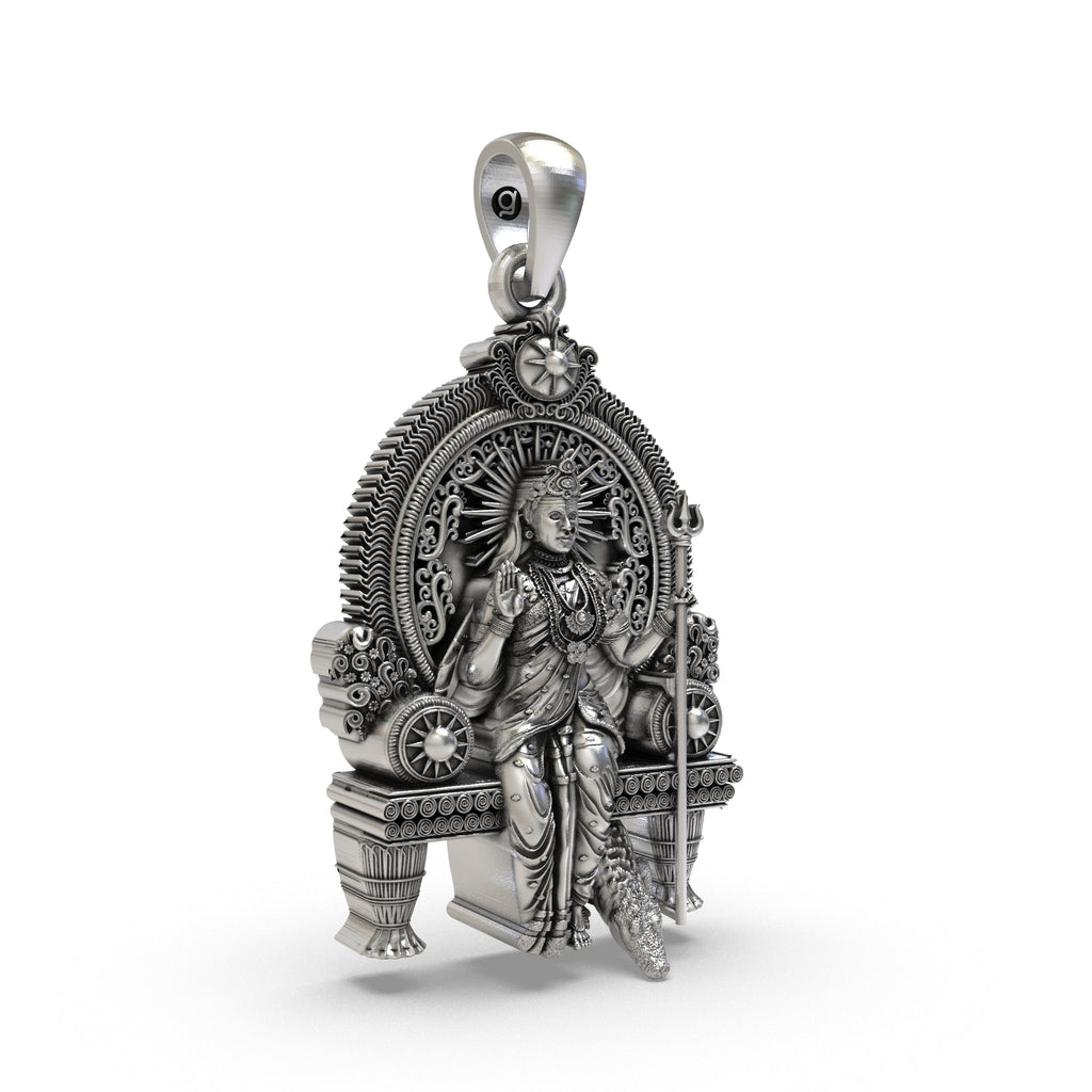 Side angle of the 925 Silver Khodiyar Maa Pendant, an elegant Hindu religious locket for daily spiritual wear.