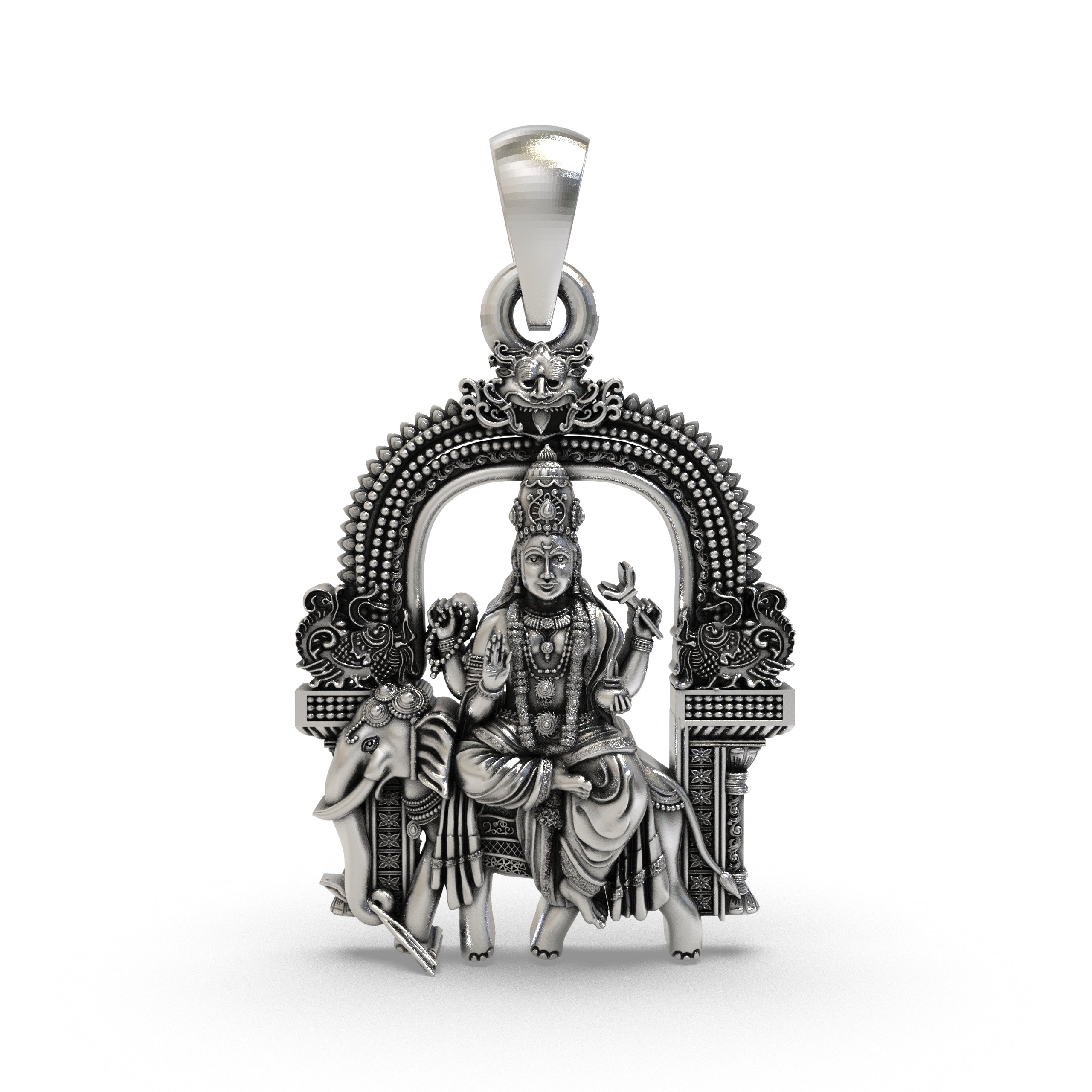Front view of the 925 Silver Brihaspati Pendant showcasing detailed Guru Graha craftsmanship.