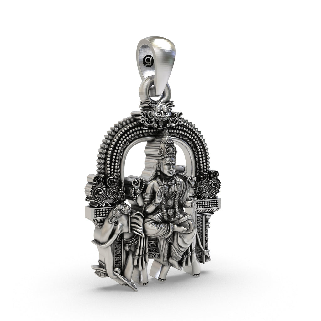 Side profile of the authentic 925 silver Guru Graha pendant for men and women by Alankar.