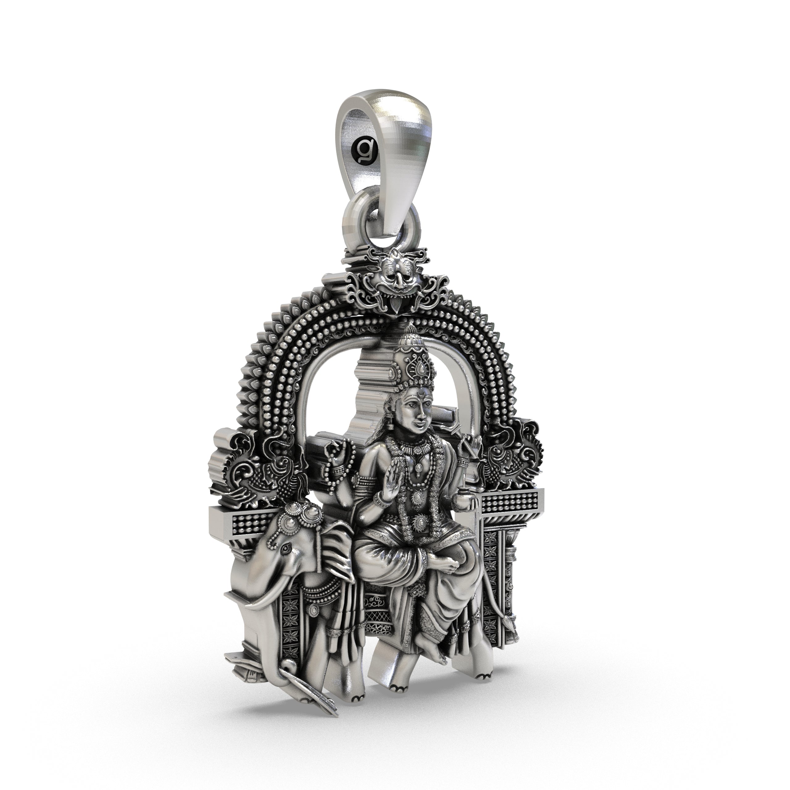 Side profile of the authentic 925 silver Guru Graha pendant for men and women by Alankar.
