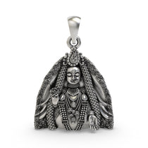 Front view of the 925 Silver Radharani Pendant in pure sterling silver featuring intricate divine details.